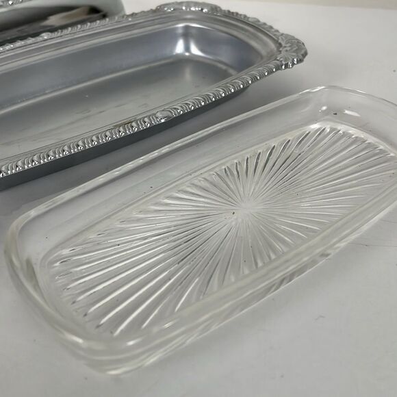 Vintage MCM Ever Brite Chrome Butter Dish W/Glass Insert Silver Toned - Picture 4 of 8